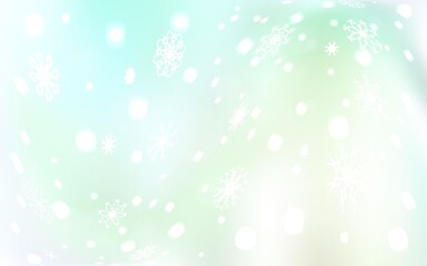 Light Green vector background with xmas snowflakes. Decorative shining illustration with snow on abstract template. The pattern can be used for new year leaflets.
