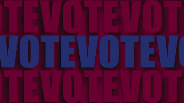 vote text on background, red and blue color, elections in USA, loop animation