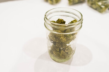 Mason jar full of weed nugs