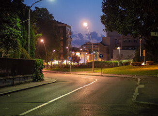Fototapeta premium urban night scene in the metropolitan city of Milan, Lombardy. Italy