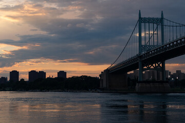 Beautiful Sunset with the Triborough Bridge connecting Astoria Queens New York to Wards and Randall's Island over the East River