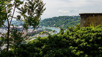 Cityscape in lyon in france from the curiosity garden