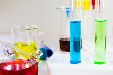 Laboratory chemical liquid elements and research diagnoses, instruments and objects in the sterile...