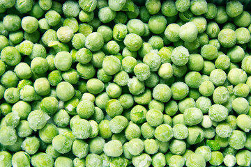 Frozen green peas, close-up, background