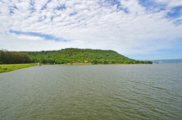 Beautiful sky and mountain with lake of reservoir scenery