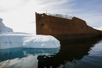 Shipwreck in Rongé Island, also known as Curville Island, Antarctic Peninsula. 