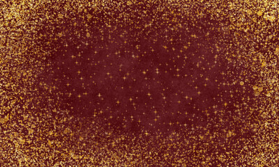 festive elegant background in dark red with sparkles and stars on the edges