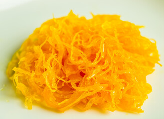 Gold egg yolk drop  dessert, Thai dessert