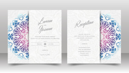 Mandala Wedding Invitation Card Template Set