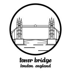 Circle Icon tower bridge. vector illustration