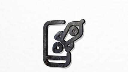 Obraz premium mobile launch made by 3D illustration of a shiny metallic sculpture on a wall with light background. icon and design