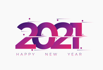 Design the logo text Happy New Year 2021. Cover the business diary for 2021 with a wish. Brochure, card, banner design template. Isolated against a white background. Vector illustration.