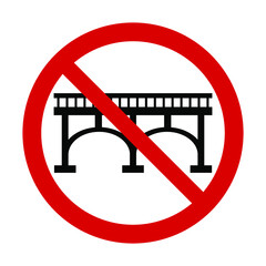 Prohibition sign black bridge on a white background, vector