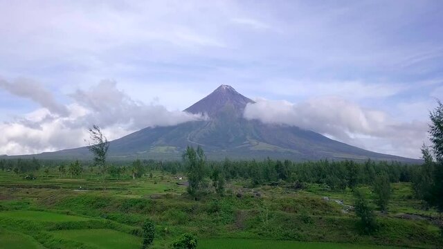 Mayon Volcano Drone Approach Low to High