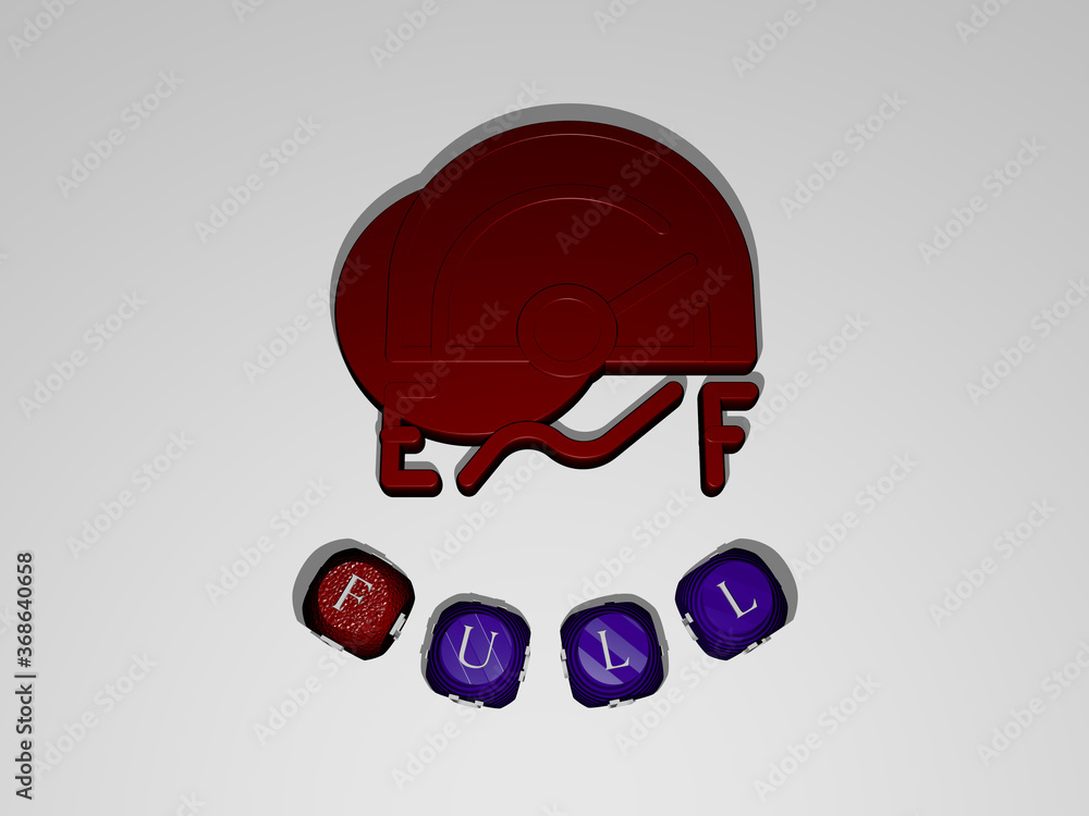 Poster 3d illustration of full graphics and text around the icon made by metallic dice letters for the rela
