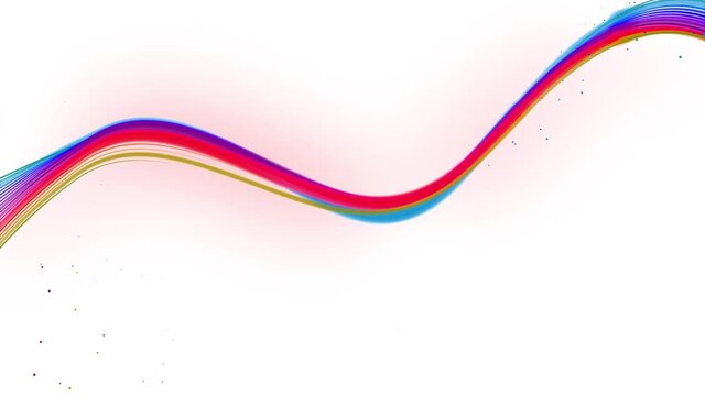 multi-colored waving lines or ribbon of beautiful stripes fly in the air, smoothly oscillation and wave on white background. 3d abstract looped creative 4k background with luma matte.
