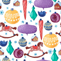 Seamless pattern with Christmas decorations