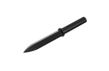 Black rubber dummy knife isolate on a white background. Dummy weapons for training in self-defense.
