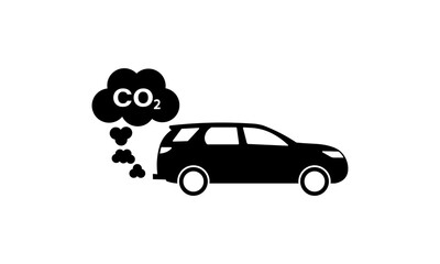 Car exhaust fumes with co2 icon. Vector on isolated white background. EPS 10