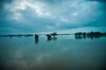 sunset over the river