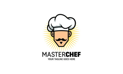 Chef man mascot logo - chef head vector