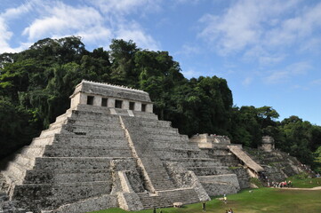 Fototapeta na wymiar Pyramid Maya Temple of the sun, Palenque archaeological site, Mexico 