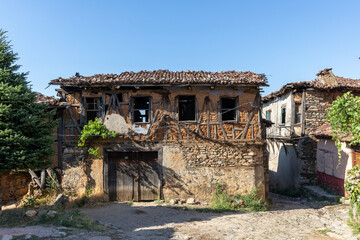 Fototapeta na wymiar Historical mud-brick houses dating back to the Ottoman era in the 700-year-old Cumalı Kızık village.