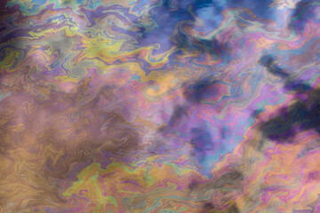 abstract colorful background. multi-colored oil slick on the surface of the water.