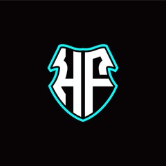 HF initial logo design with a shield shape