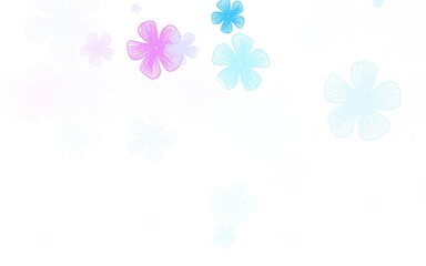 Light Purple, Pink vector doodle pattern with flowers.