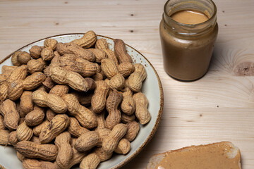 peanut and peanut butter in a table