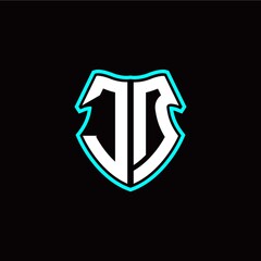 JD initial logo design with a shield shape