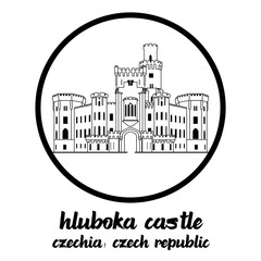 Obraz premium Circle icon line Hluboka Castle . vector illustration