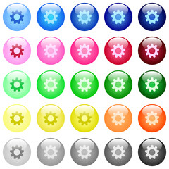 Settings icons in color glossy buttons