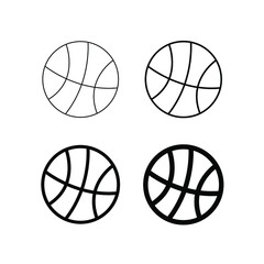 Editable stroke ball linear style icon. minimalistic style black and white. Outline contour shapes basketball ball, Soccer Football silhouette. Vector illustration. Design on white background. EPS 10