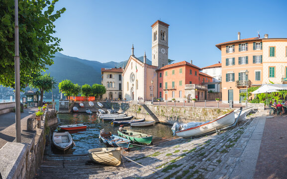 Torno, colorful and picturesque village on Lake Como. Lombardy, Italy.