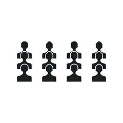 People sitting in a row, men and women. Vector icon, flat minimal design, black silhouette isolated on white background, eps 10.