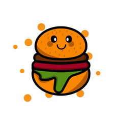 Burger cartoon character. design template vector