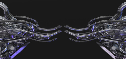 Optical wires, 3d rendering of sci-fi abstract cables