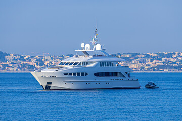 Cagnes-sur-mer, France 22.07.2020 Modern luxury yacht, great design for any purposes. High quality photo