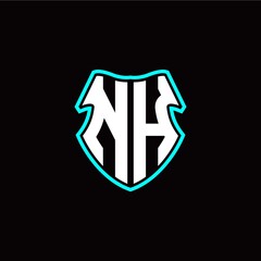 NH initial logo design with a shield shape