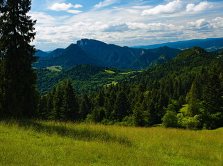 View from Mount Hruściawa on the Three Crowns. Pieniny National Park.
