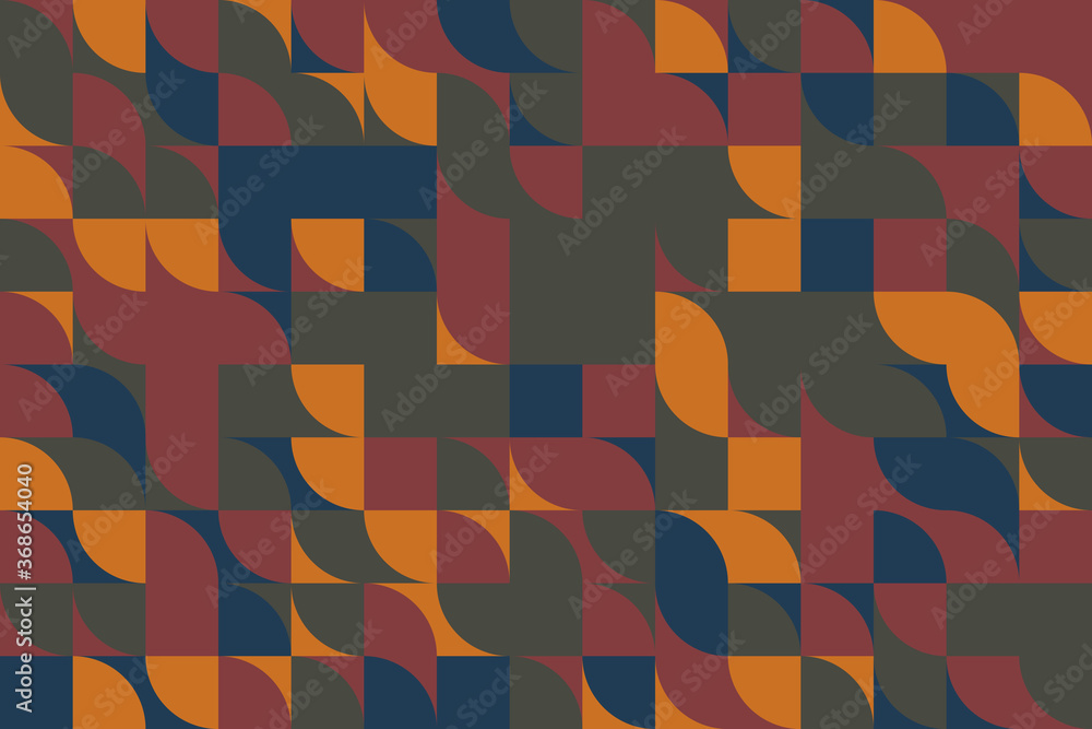 Aufkleber geometric pattern with round and rectangle shapes in trendy flat autumn colors. abstract vector back