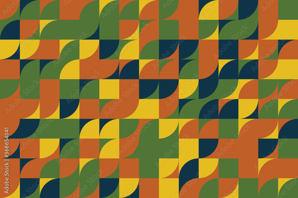 Aufkleber geometric pattern with round and rectangle shapes in trendy flat autumn colors. abstract vector back