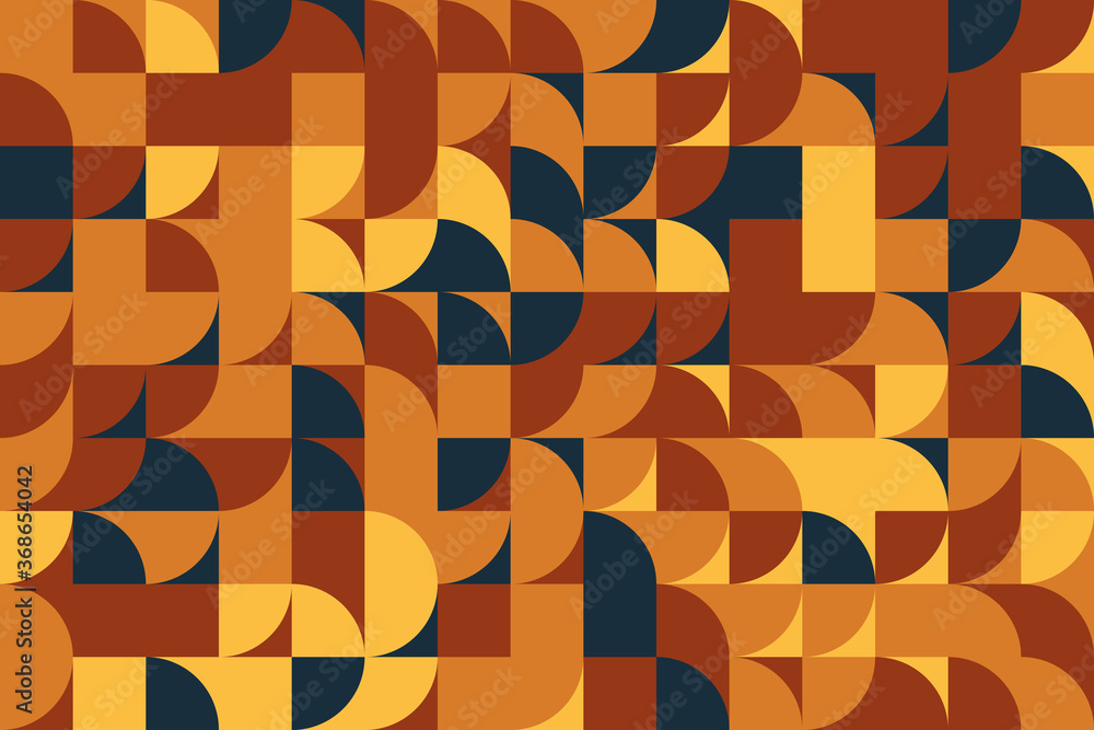 Aufkleber geometric pattern with round and rectangle shapes in trendy flat autumn colors. abstract vector back