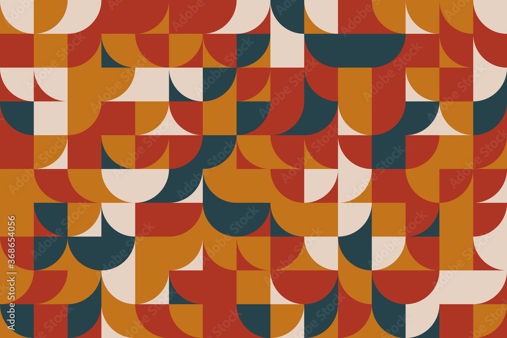 Aufkleber geometric pattern with round and rectangle shapes in trendy flat autumn colors. abstract vector back