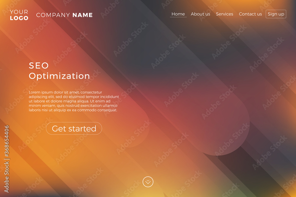 Aufkleber modern landing page template with blurred background and dynamic shapes. minimalistic creative illus