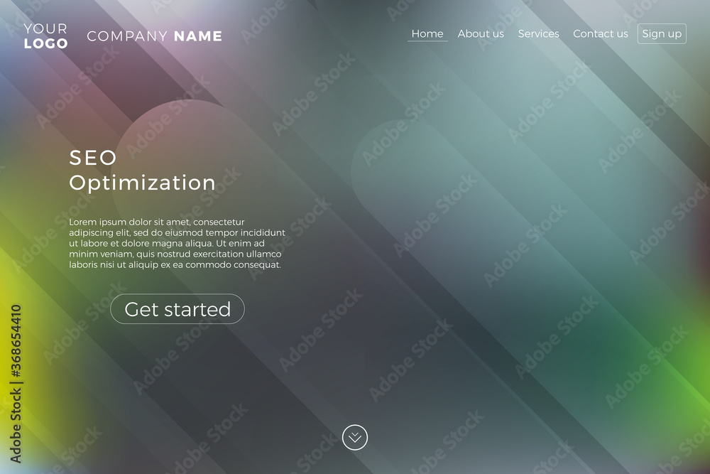 Aufkleber modern landing page template with blurred background and dynamic shapes. minimalistic creative illus