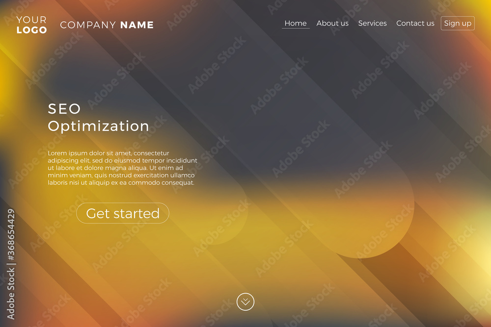 Aufkleber modern landing page template with blurred background and dynamic shapes. minimalistic creative illus
