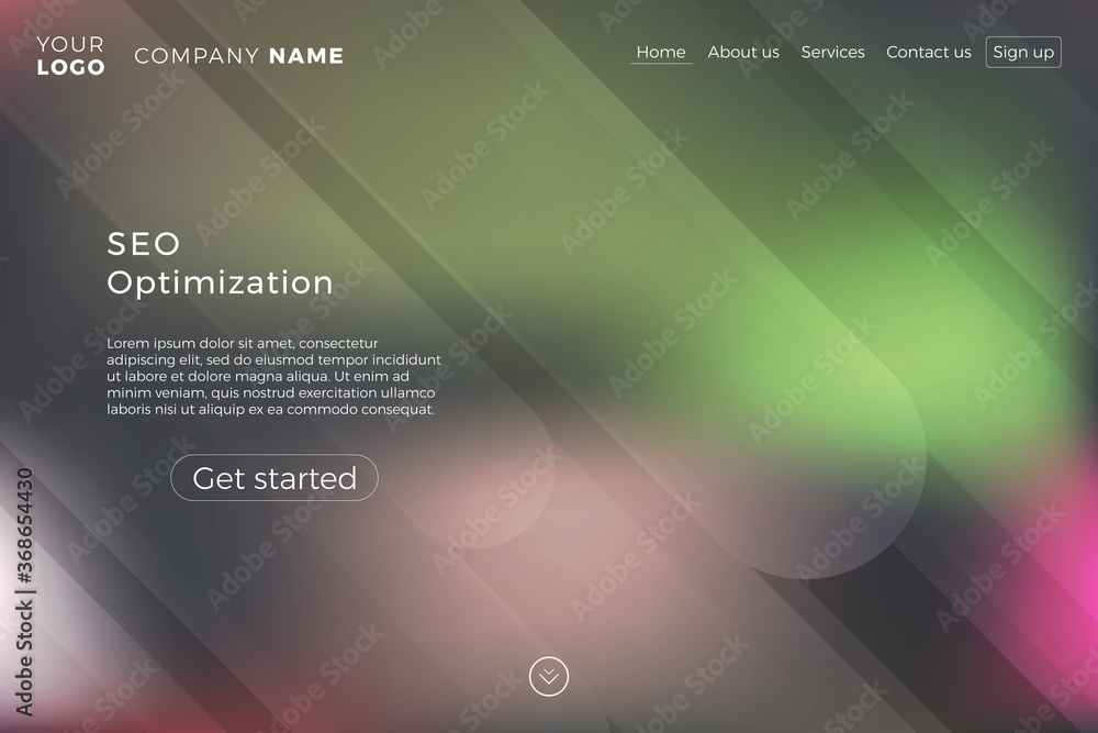 Aufkleber modern landing page template with blurred background and dynamic shapes. minimalistic creative illus